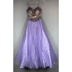 Party Time Dress Womens 4 Purple‎ Sequin Bodice Tulle Prom Gown Formal Sparkle